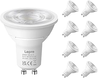Lepro Ampoule LED GU10, Nature Blanc 4000K, 630lm Ampoule GU10, 6W Équivaut de 80W, 38° Faisceau Pratique, Ampoules GU10 Économie d'énergie, Lot de 8