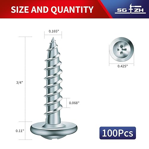 Miniatura 46 de #8 x Tornillo de madera de 1-1/4 pulgadas, 100 piezas de acero inoxidable 410 cabeza de armadura de rosca estándar rápido autorroscante por SG TZH