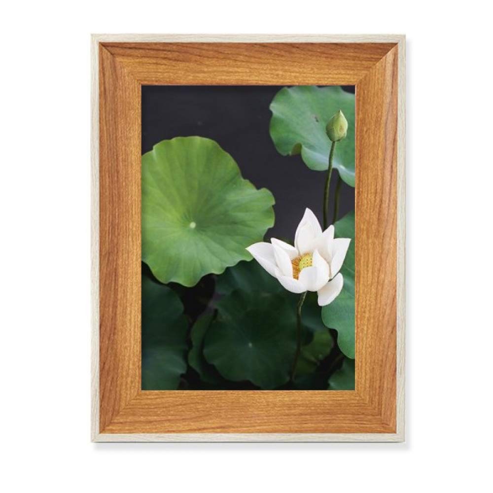 Marco de fotos de madera de oficina estilo Lotus Plant portafotos decorativo de mesa horizontal