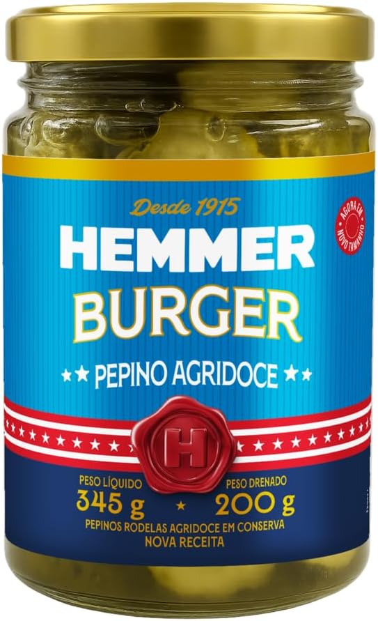 Hemmer Pepinos Rodelas Agridoce Vidro 200g