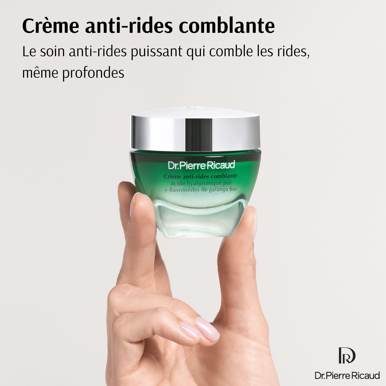 Dr Pierre Ricaud Crème Anti-Rides Comblante pour le Visage à l'Acide Hyaluronique & Galanga Bio - Creme Anti Âge pour Femme - Creme de Jour Anti Rides - 40ml