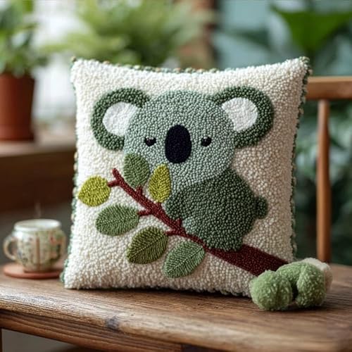 Taxpy Latch Hook Cushion Kit for Beginners Eucalyptus Leaf Pot
