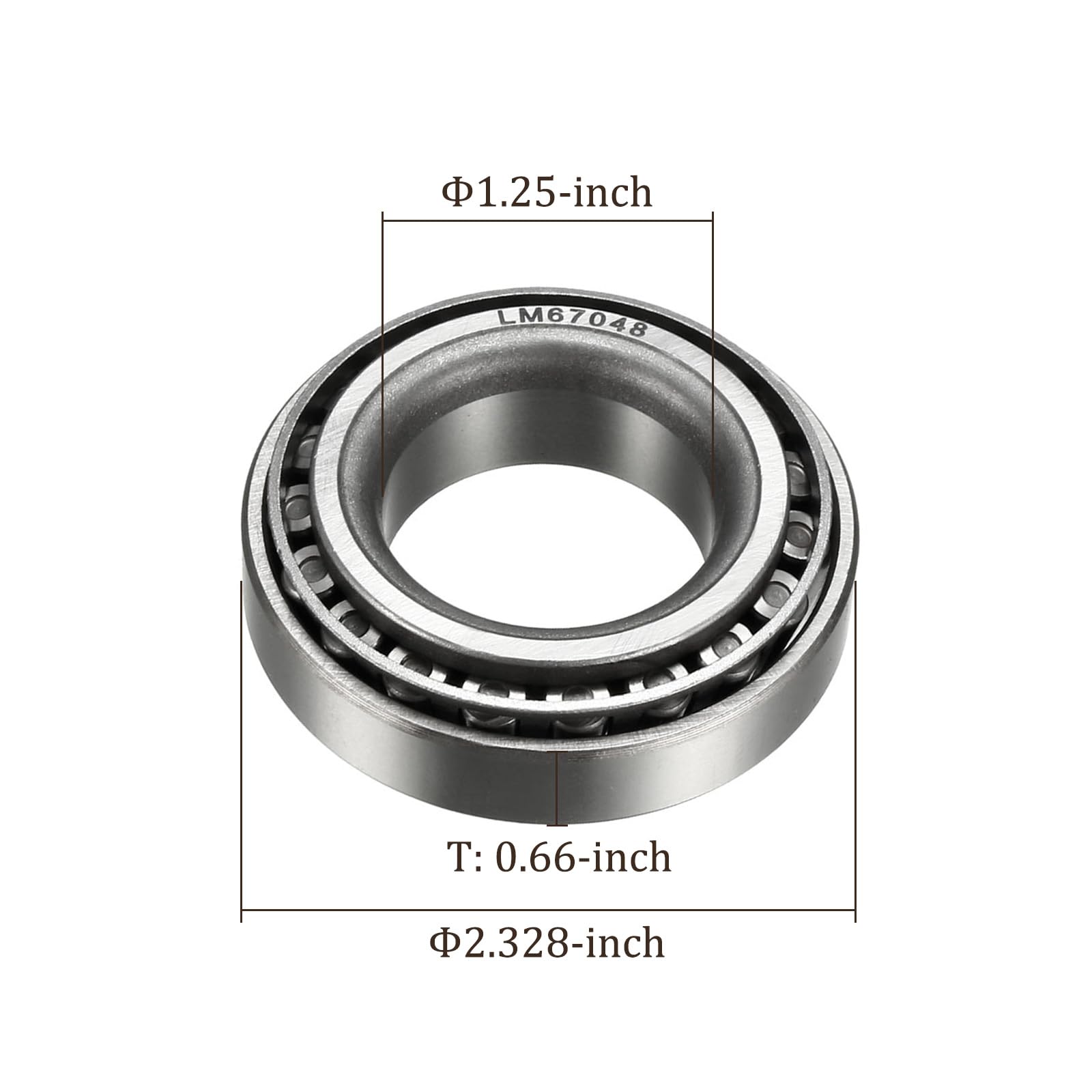 2Pcs Roulement à Rouleaux Coniques LM67048/LM67010 - [1,25" X 2,328" X 0,66 "] Ensemble De Cône Et De Cuvette En Acier Chromé Pour Utilisation Dans Les Systèmes De Convoyage