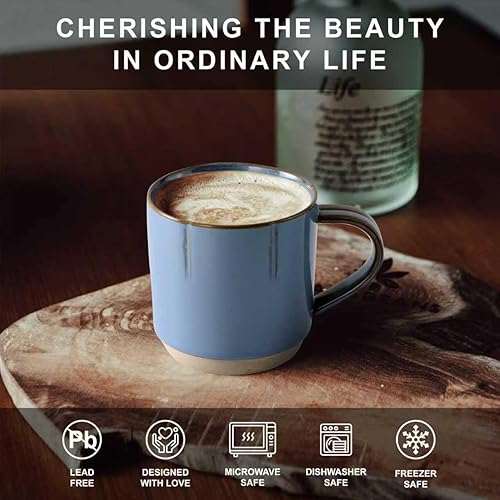 Miniatura 3 de Taza de café de cerámica de 8 oz con asa hecha a mano en estilo japonés café americano latte adecuado para la oficina y el hogar cafetería