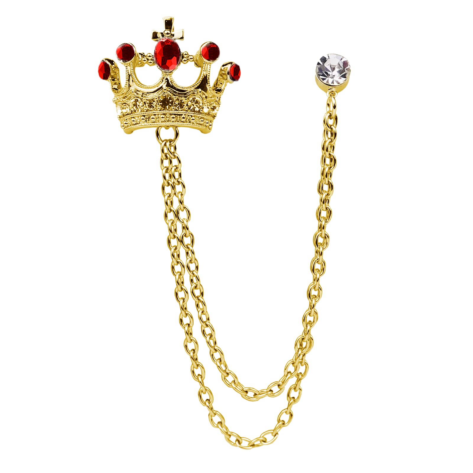 Sponsored Ad - Crystal Crown Hanging Chain Brooch Suit Pin,Vintage Gold Crown Brooch,Suit Stud,Shirt Studs,Lapel Pin Accessories for Men Women
