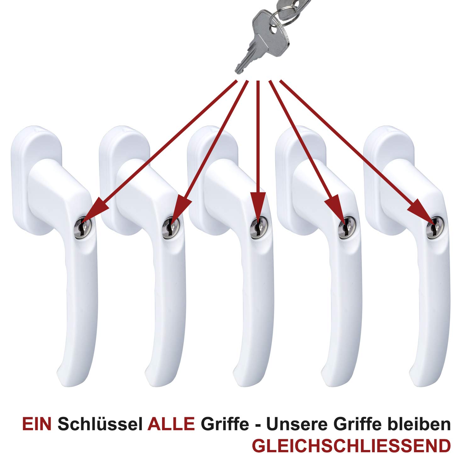 Stahlia Abschließbare Fenstergriffe Aluminium (10 Stück) Weiß Druckknöpfe Balkontürgriff Fenstersicherung Fensterbeschläge Fensterschloss
