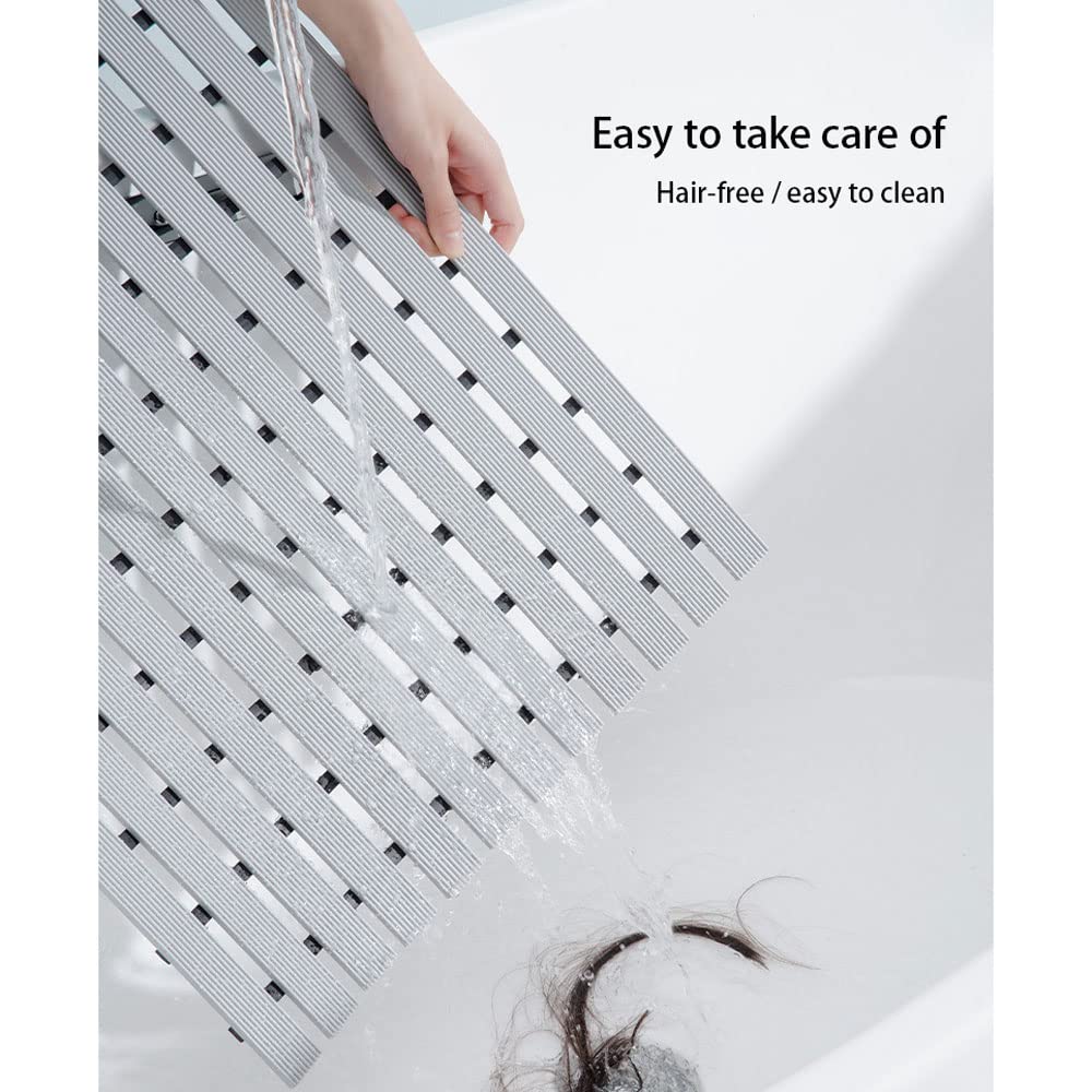 TPE-Duschmatte, umweltfreundliche, rutschfeste Badematte, doppelte rutschfeste Duschmatte mit schneller Entwässerung für das Badezimmer-Gray||61x61cm