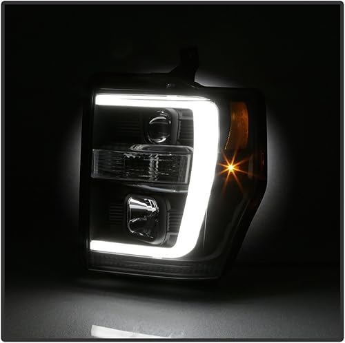 Miniatura 8 de ACANII - Para negro 2008 2009 2010 Ford F250 F350 Superduty Pickup LED tubo proyector faros faros Set izquierdo+derecho