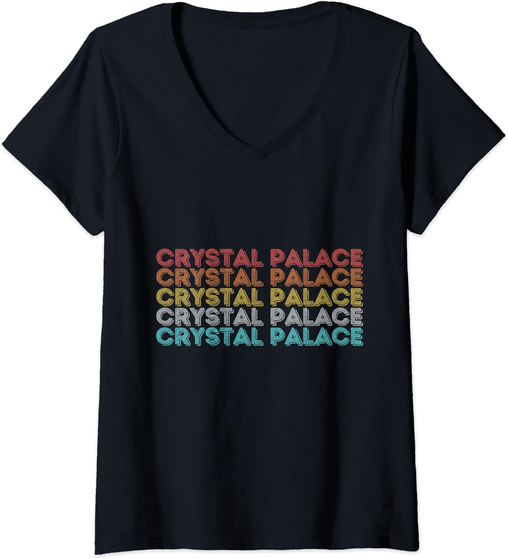 Crystal Palace Shirt Vintage Retro ApparelWomens Vintage Retro Crystal Palace V-Neck T-Shirt