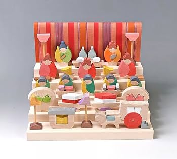 ︎✿かまぼこびな三段飾り︎✿ 組み木 小黒三郎 小黒三郎】雛人形を飾りました。組み木のひな飾りはコンパクトに