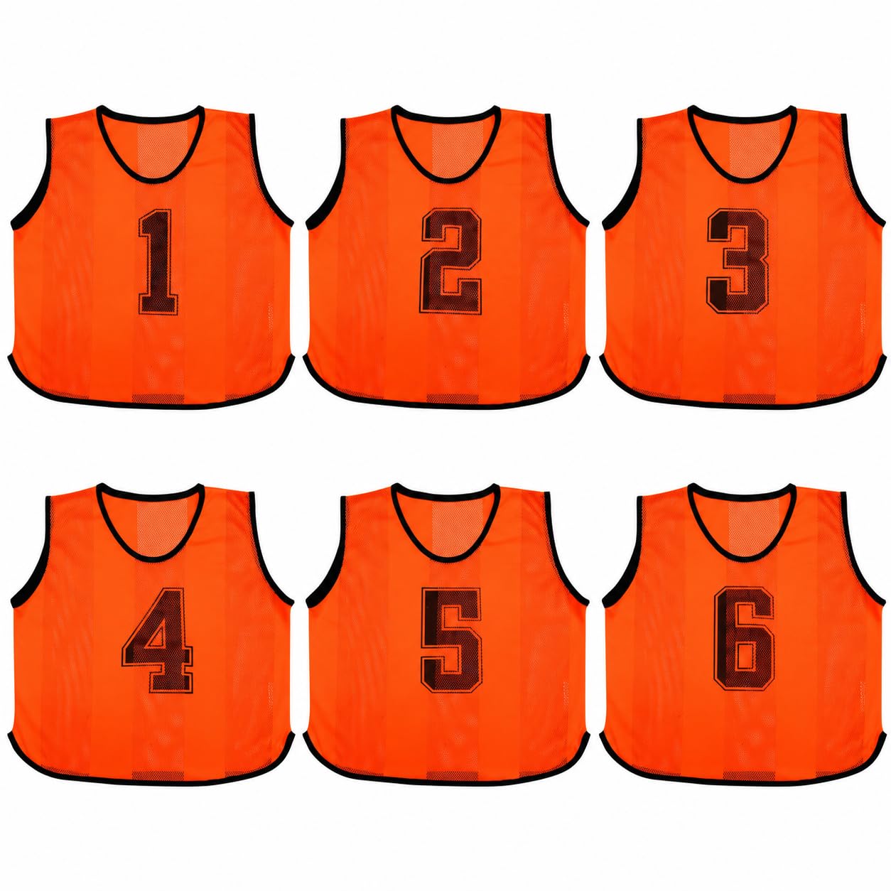 A2Z 4 Kids 6 Pack Training Bibs Sports Vests Comfortable Breathable - Sports Bibs 762 Orange 4-8