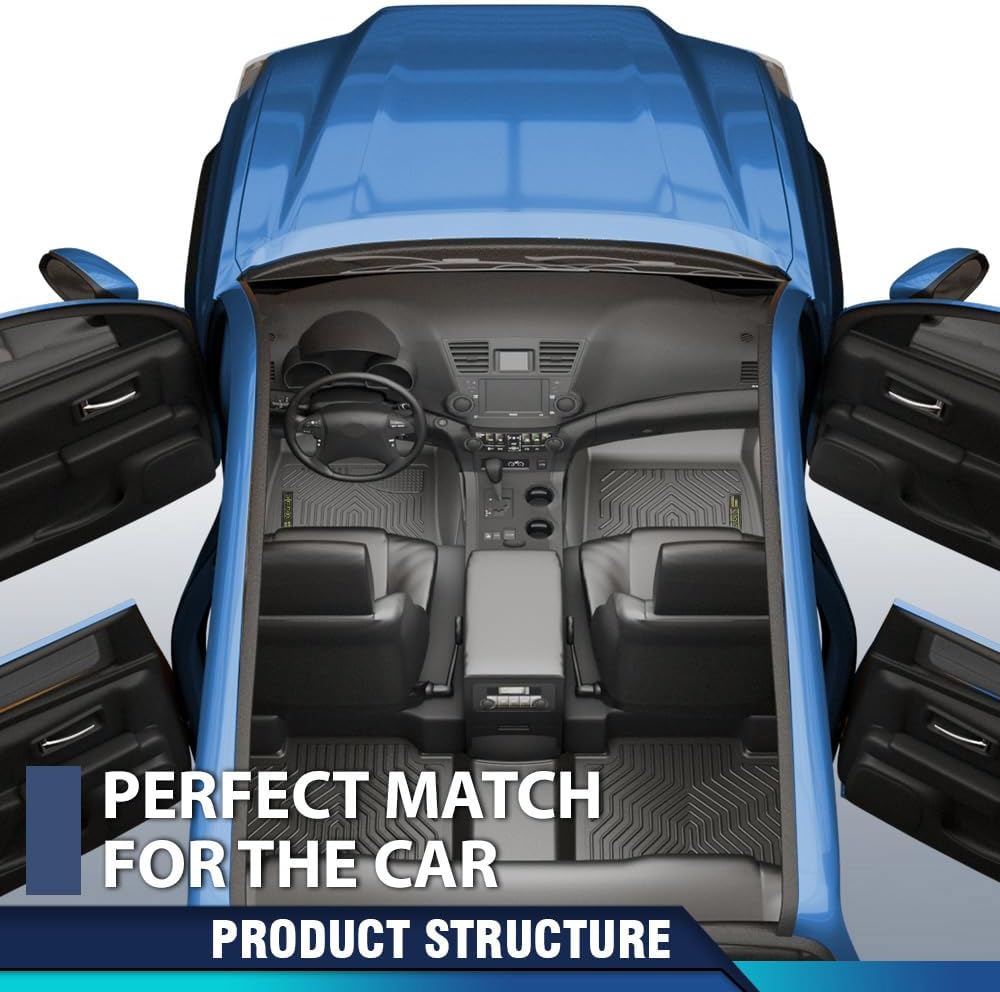 PIT66 Floor Mats Liners 3PCS Compatible with Chevy Tahoe GMC Yukon 2021 2022 2023 2024 2025 w/ 2nd Row Bucket Seats 1st & 2nd & 3rd Row TPE All Weather Protection Floor Liners alfombras para carro - Image 5