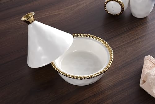 Miniatura 5 de Pampa Bay Tajín pequeño de porcelana bañada en titanio Golden Salerno, 5 x 5 pulgadas