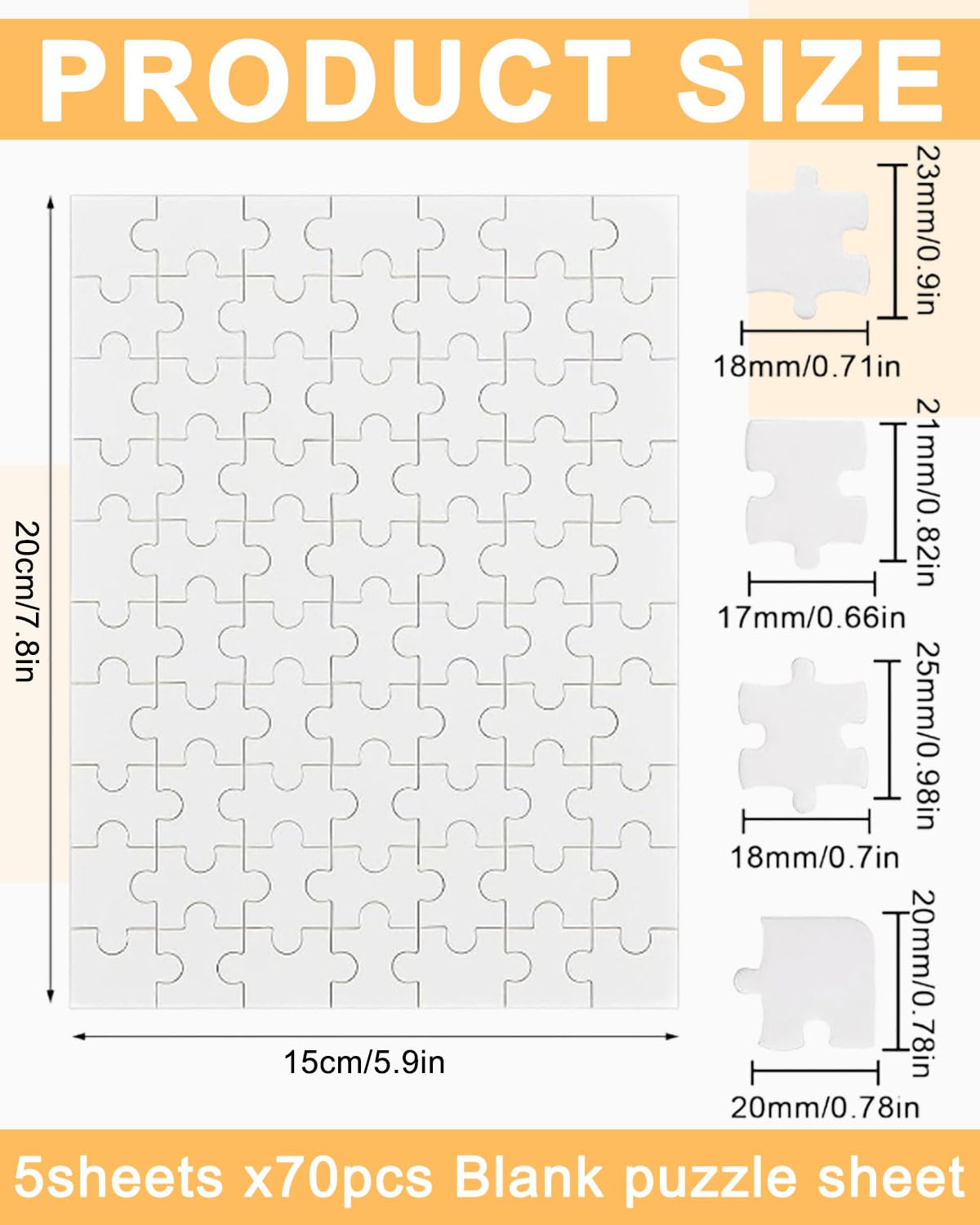 DAFNE 5 unbemalte Puzzleteile (bemalbar), DIY-Puzzles, DIY-Fotopuzzles, Kreativ-Bastelsets, Kindergeburtstags- und Kunstprojekte, Kindergeburtstagsbasteln (insgesamt 350 Teile)