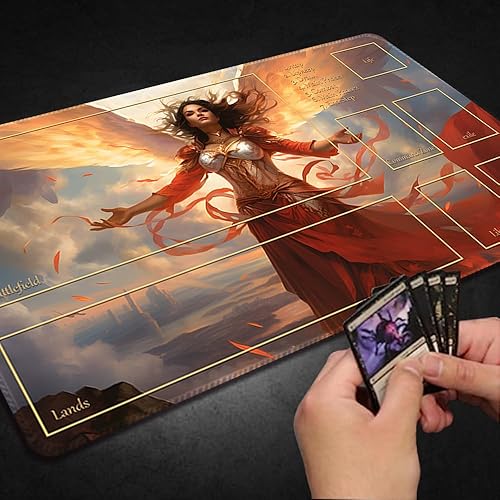 Miniatura 143 de Tapete de juego MTG cosido de alta calidad con zonas y parte trasera de goma antideslizante, tapete de juego TCG para MTG y otros juegos de cartas