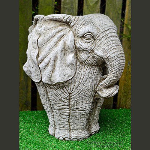 Garden Ornaments By Onefold Natural Onefold Large Elephant Pot Hand Cast Stone Garden Ornament Statue/Flower Planter