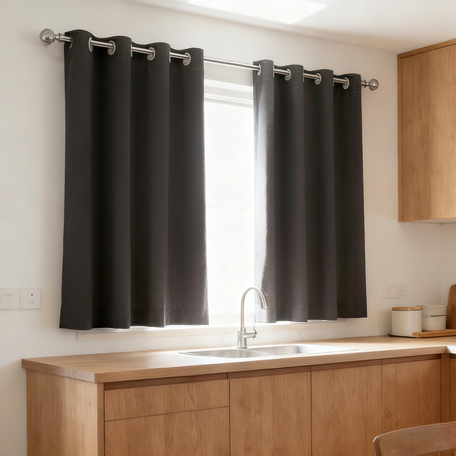 Cortinas de lujo grises con ollaos, 183 x 70 cm, resistentes al viento, supersuaves, con aislamiento térmico, ahorro de energía, insonorizadas, para oscurecer la habitación, para puertas, balcones