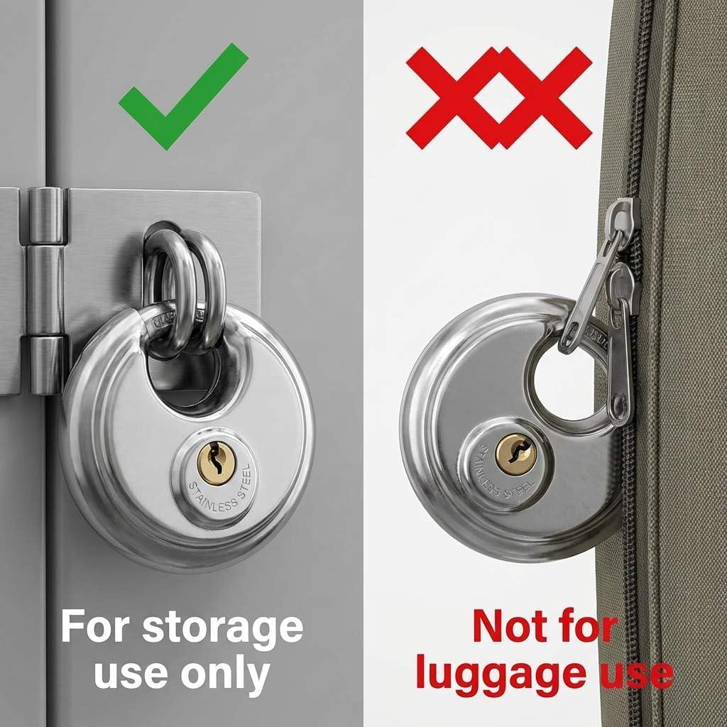 QWORK Disc Locks, 2 Pack Heavy Duty Steel Keyed Different Padlock Disc Storage Locks for Storage Unit, 3/8" Shackle