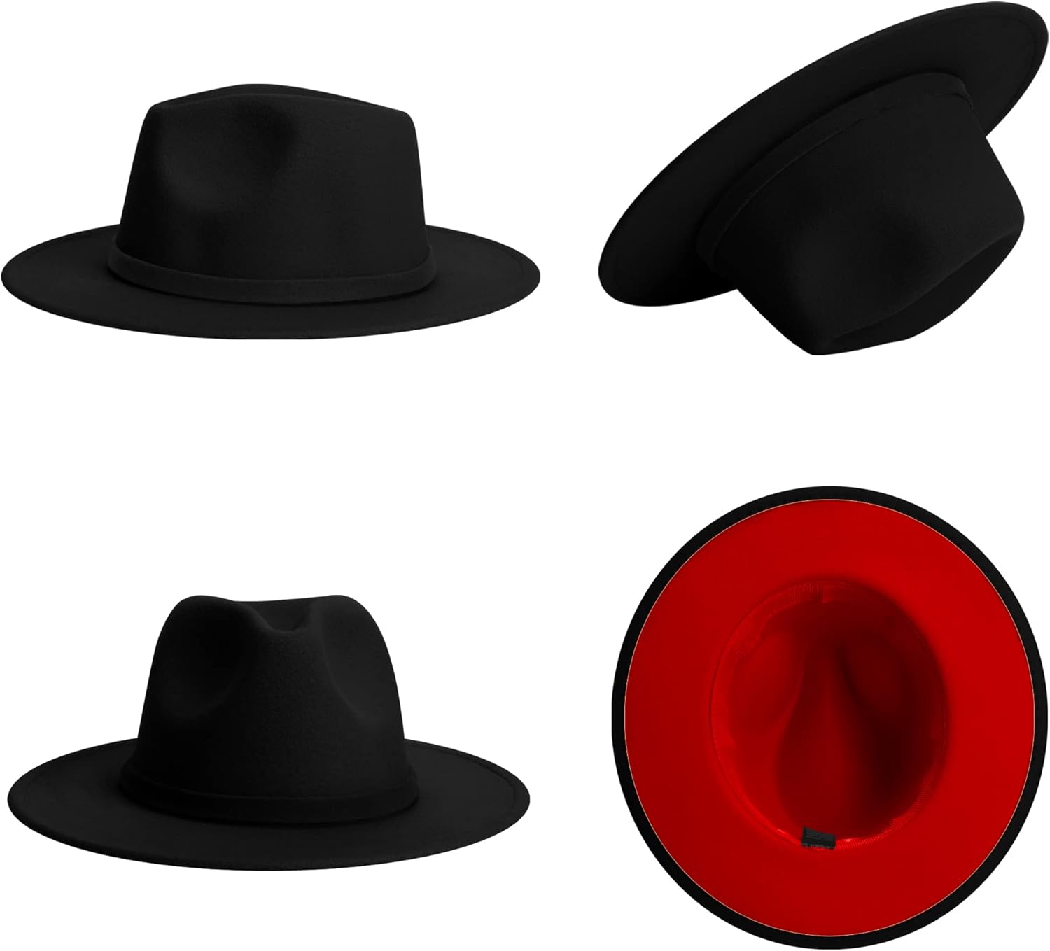 SAJUZEN Wide Brim Fedora Hats for Women Mens Felt Fedora Hats with Belt Buckle - Image 4