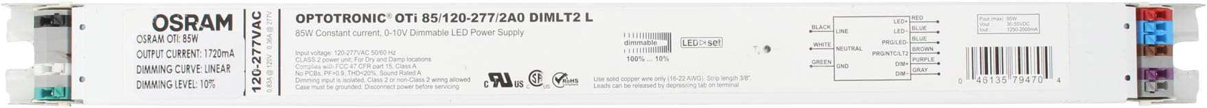 SYLVANIA79470 - OTi 85/120-277/2A0 DIMLT2 L 85-watt 120/277 volt Dimmable LED Power Supply