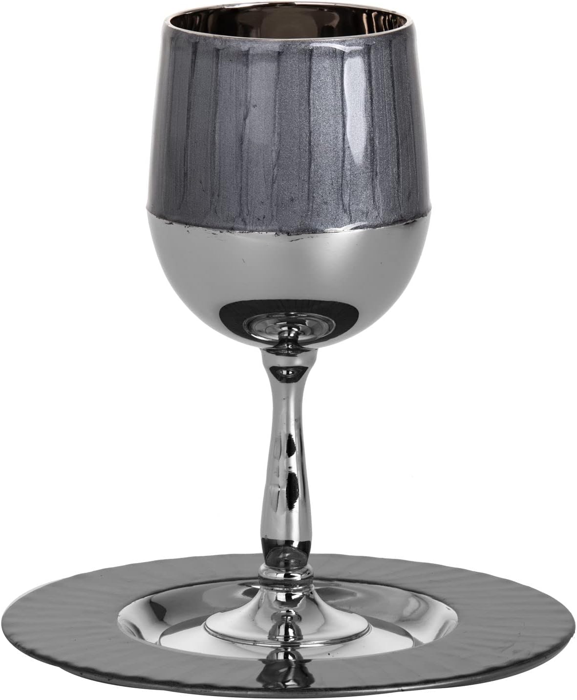 (D) Judaica Kiddush Cup Smoke-Dark Grey Dark Gray Shabbat and Havdalah Goblet