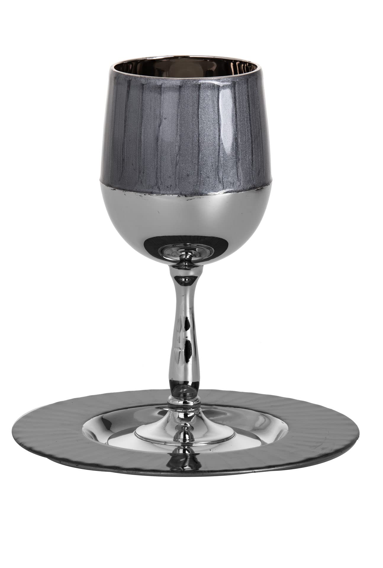 (D) Judaica Kiddush Cup Smoke-Dark Grey Dark Gray Shabbat and Havdalah Goblet