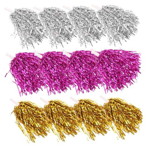 ibasenice 12pcs Cheerleading Hand Flower Cheer Pom Poms Cheer Stuff Pompoms Cheerleading Cheering Teal Bulk Cheer Team Party Purple Cheerleading Pom Poms Adults Cheerleader The Pet