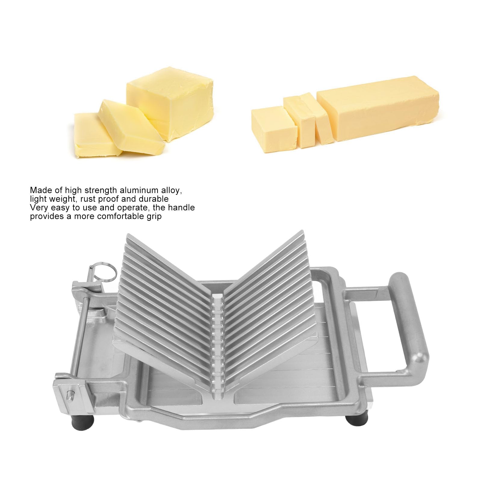 Käseschneider, Manueller Toastbrot Sandwichschneider aus Edelstahl mit Griff und Skalenlinien, Rutschfeste Basis für Mittagsfleisch, Eier, Hartkäse, Banane (20mm)