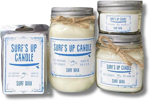 Miniatura 6 de Surf's Up Candle Surf Wax | Colección original de tarro Mason de 8 onzas | Vela de cera de soja orgánica de una sola mecha | Larga duración | 60-80