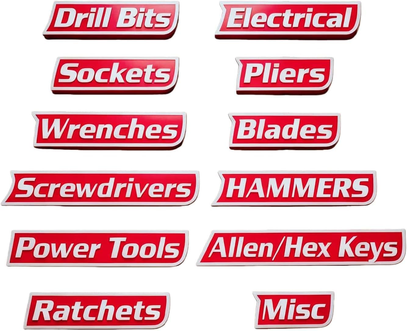 Magnetic Tool Box Labels, Reusable Heavy Duty Magnetic Toolbox Labels for Garage, Workshop, Storage Bins, 12 Pcs/Black