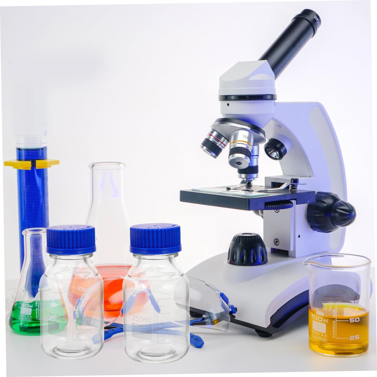4pezzi Flacone Di Vetro Per Reagenti Flaconi Di Vetro Vuoti Con Tappi Vite Design Graduato Resistente Agli Urti Per Conservazione Di Liquidi e Campioni in Laboratorio Aula e Casa