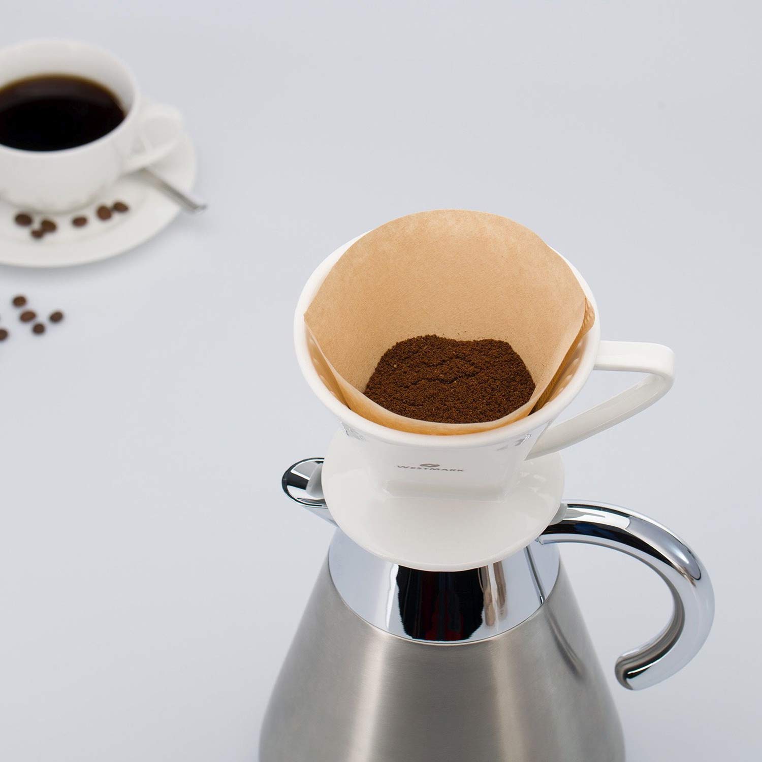 Westmark Filtro per caffè/Reggi-filtro in porcellana, Dimensioni filtro 4, Per max 4 tazze di caffè, Brasilia, Porcellana, 24482260
