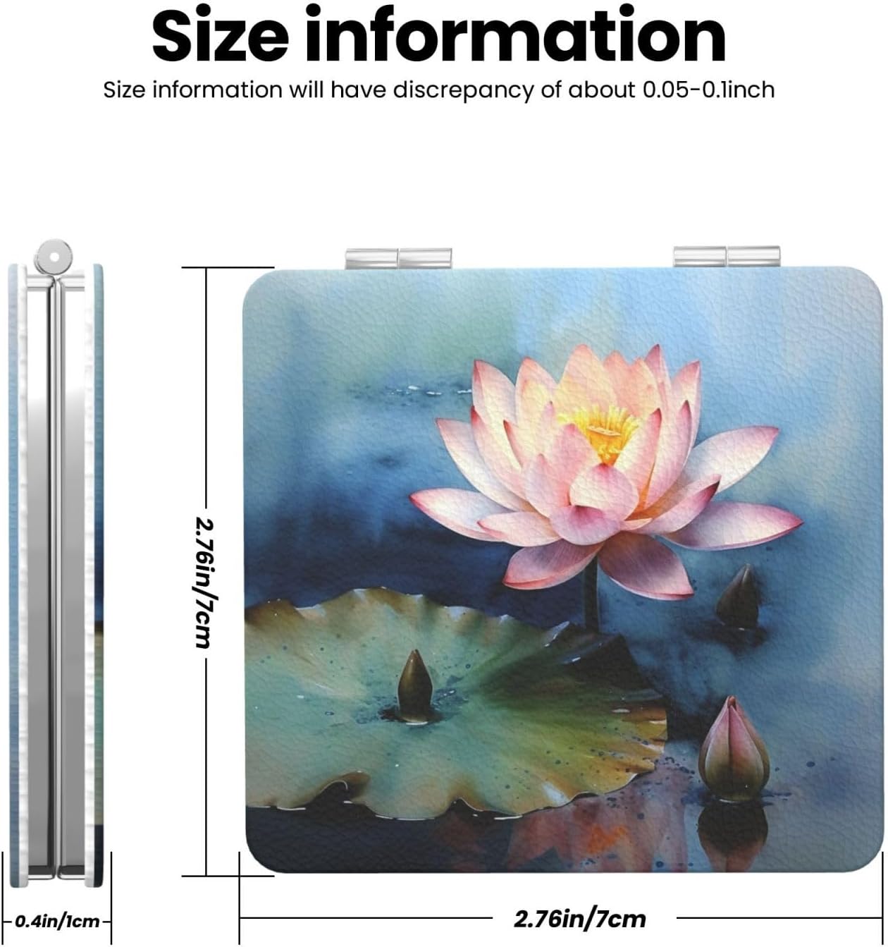 Flower Painting Compact Mirror for Purse, Double-Sided 2X/1X Magnifying Mirror for Women Men, Travel Makeup Mirror for Handbag, Handheld Vanity Mirror for Gift image 3