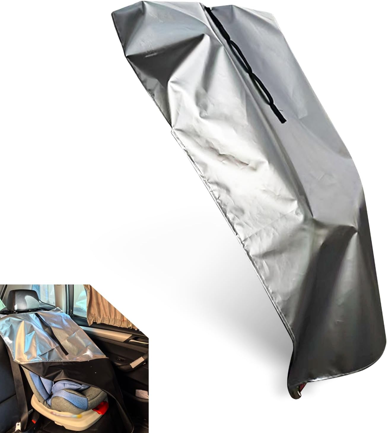 Car Seat Sun Shade Cover, Full Coverage Infant Car Seat Sunshade Protection, 39 x 36 Inches Chair Heat Protector, Universal Cooler Cover Accessories (Silver)