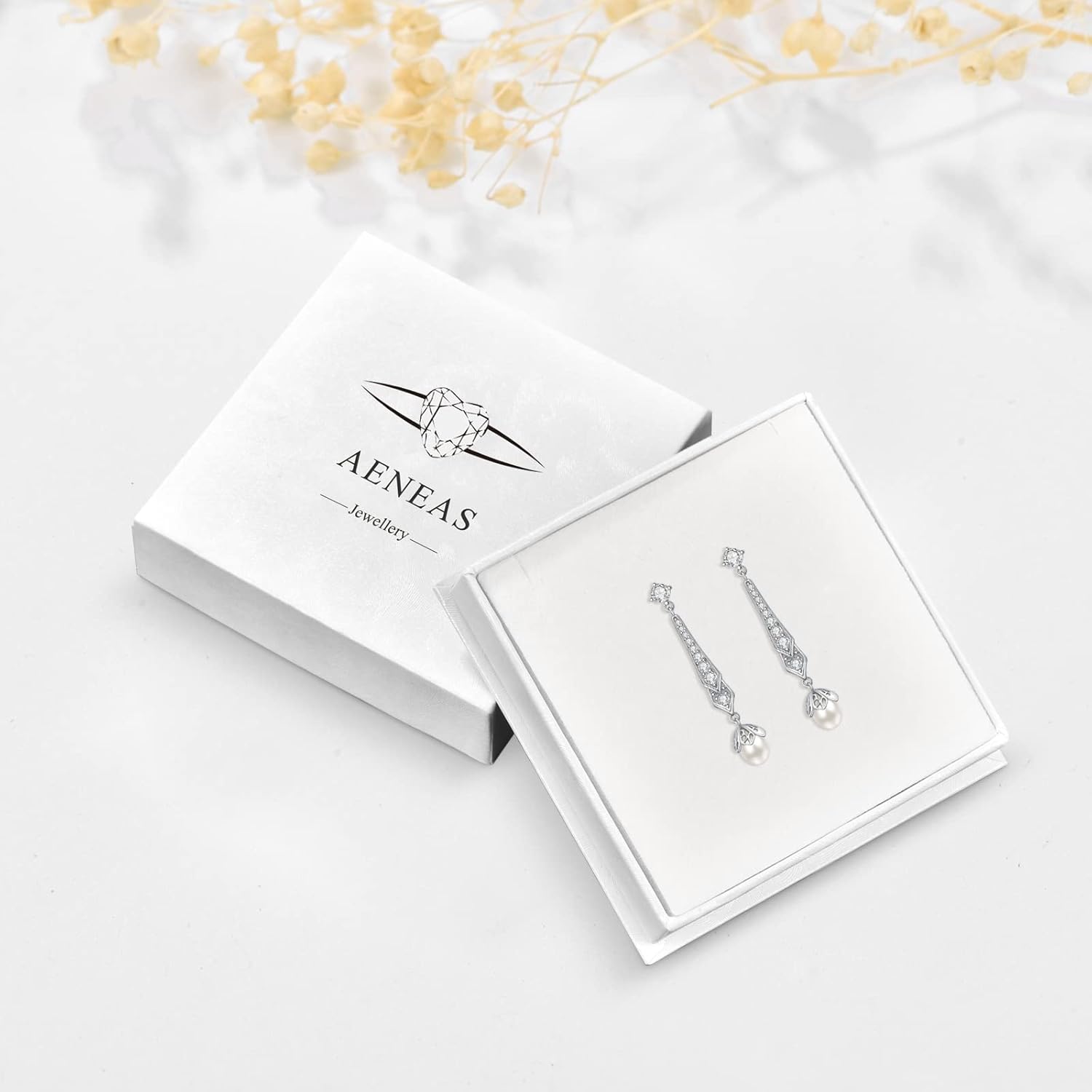 AENEAS Long Pearl Earrings for Women Sterling Silver Gold Plated/Rose Gold Plated Pearl Long Dangle Drop Earrings Bridal Jewelry Gift for Women Wife Her - Image 7