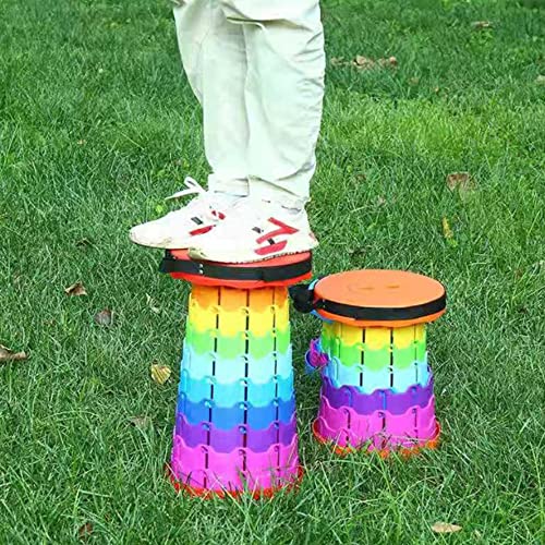 ShiShi Lot de 2 Tabouret Camping Télescopique,Tabouret Tam-tam Polypropylène,Tabouret Pliant Portable Ronde Ø 26 cm, Tabouret de Pêche Retractable, Hauteur...