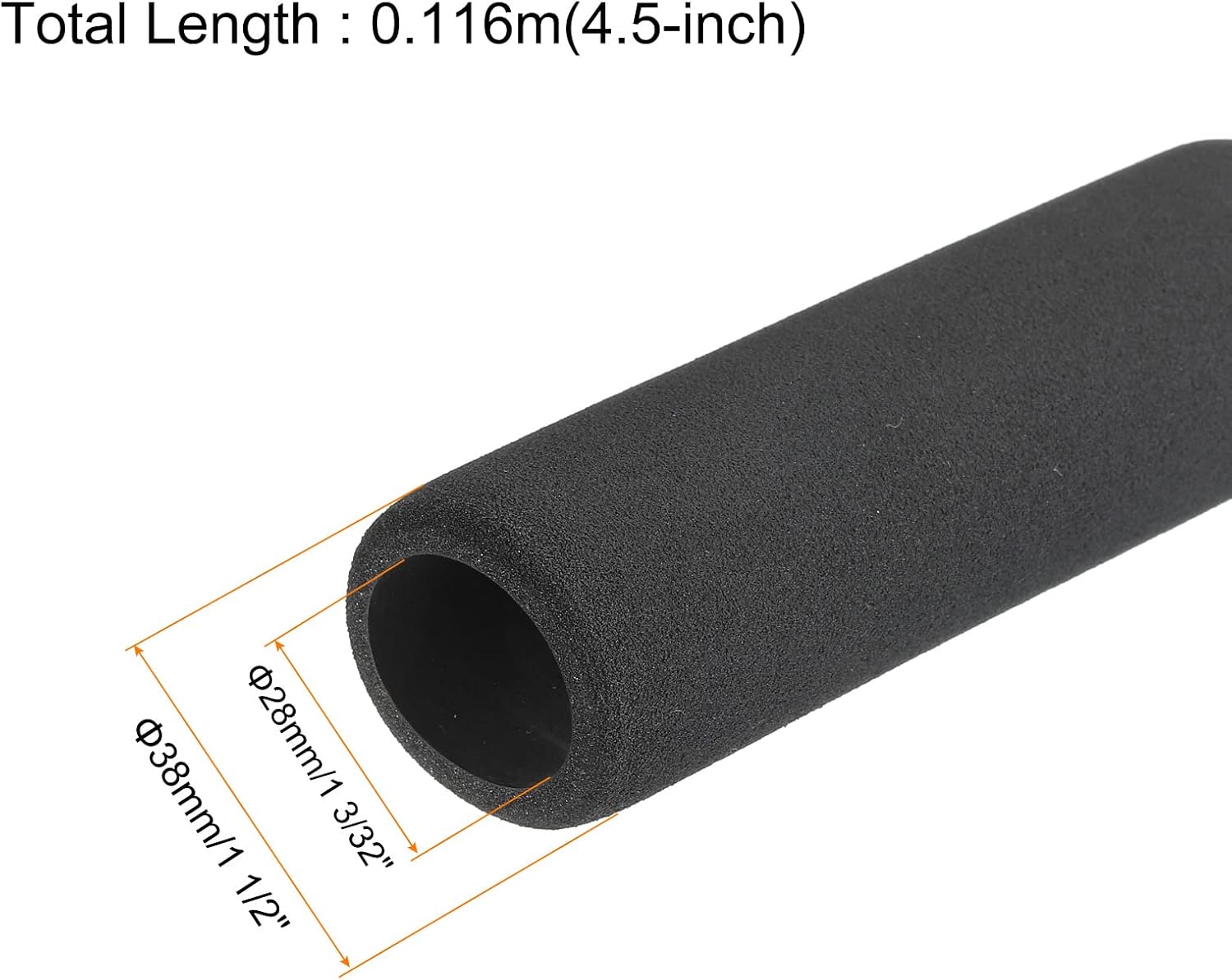 MECCANIXITY Foam Grip Tubing Handle Grips 28mm ID 38mm OD 4.5" Black for Pipe Insulation, Utensils, Fitness, Tools Handle Support