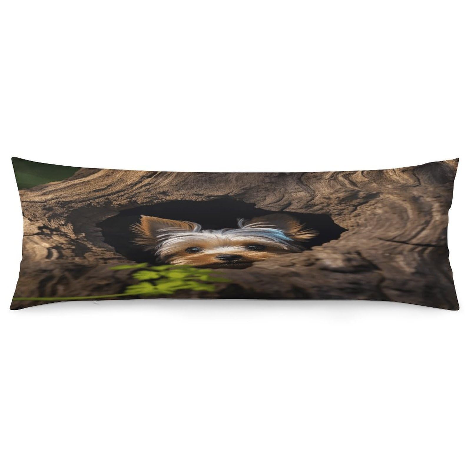 A Little Yorkshire Terrier Nestled in A Tree Hole Throw Pillow Cover Soft Pillow Case Decorative Lumbar Pillow Cover Cozy Throw Pillowcase Polyester Rectangular Cushion Case Decor for Couch Sofa Bed