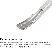 Vista 3 de uxcell Cuchillo para tallar cinceles de madera, 0.394 in cromado 45 # acero al carbono curvada punta media redonda herramienta de mano