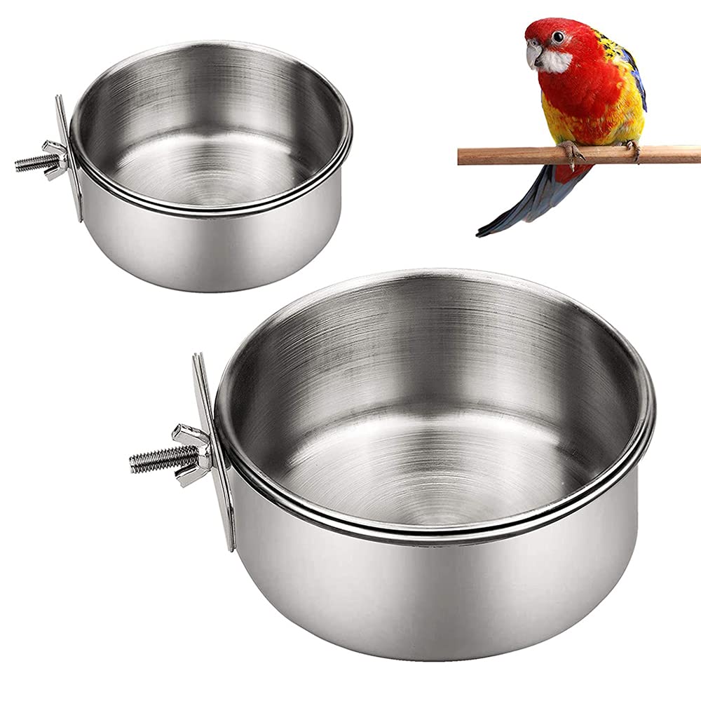 Comedero para Pájaros para Loros, 2Pcs Comedero para Jaula, Jaula de Comedero para Pájaros, Plato de Alimentación para Aves, Tazas de Alimentación para Loros de Aves, para Aves, Parrot Food