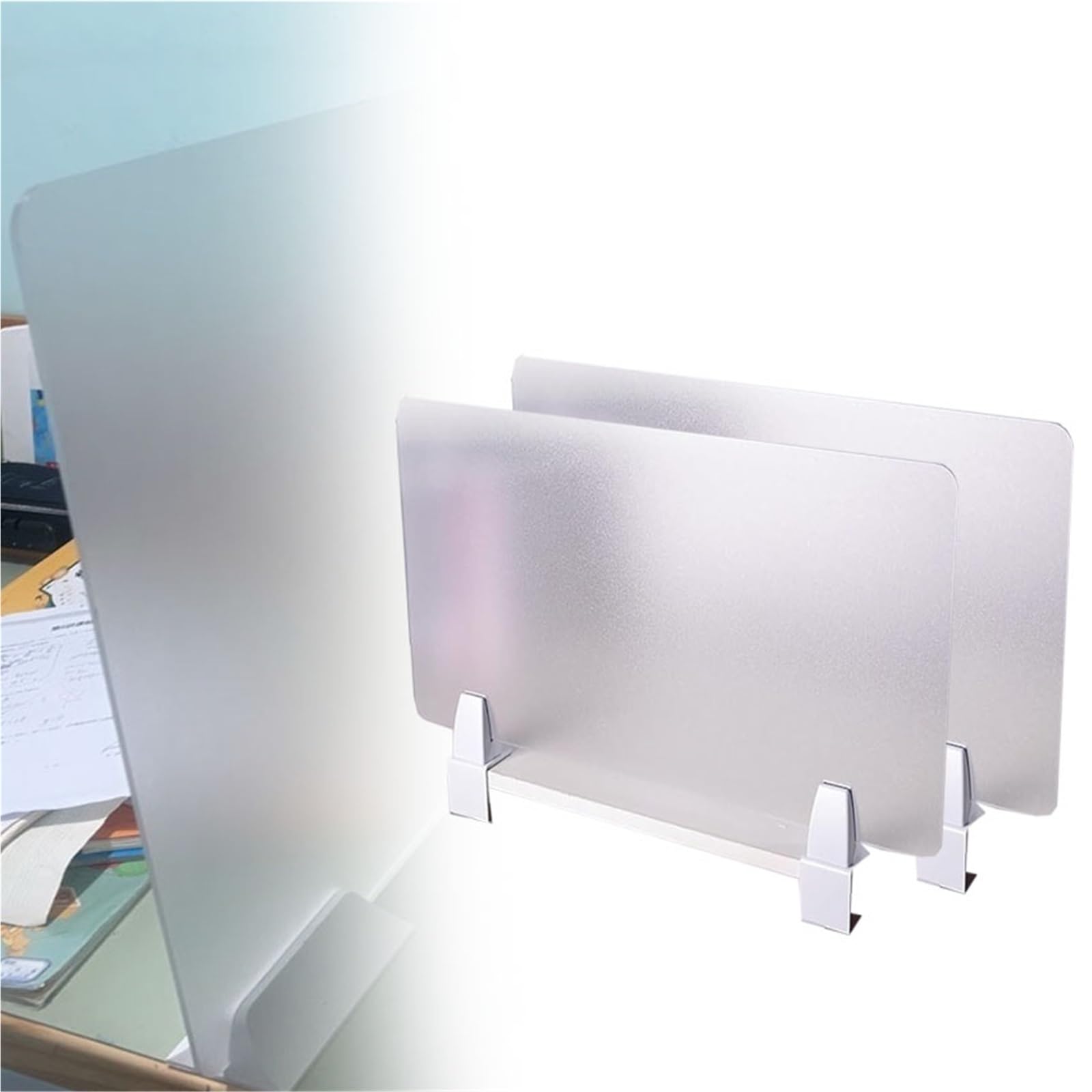 GBRJUYF Matte Desk Divider Screen - Semi-Transparent Office Partition, 2-Pack (L 50CM x H 35CM) - Privacy Panel for Workstations, Ideal for Home & Office Use, Effective Workspace Separation