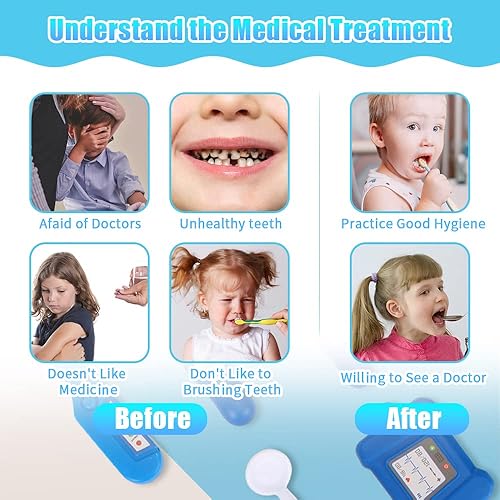 Miniatura 3 de Aikitub Kit de juguetes para dentistas para niños juego médico de 34 piezas juego de simulación para niños juego de rol médico 3 en 1 regalo