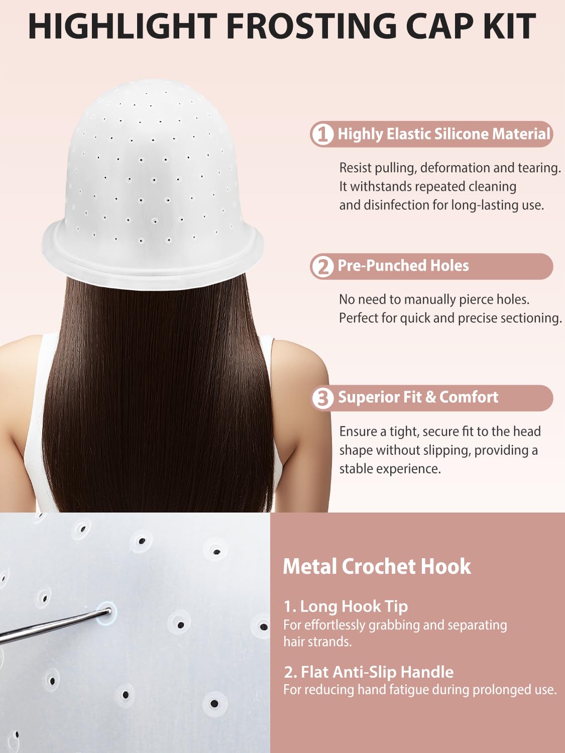 YOOVR Kit per evidenziare la candeggina per capelli con pennello e ciotola, 12 pezzi, tappo in silicone con fori perforati, guanti per sbiancamento dei capelli, tintura, forniture per salone per uso