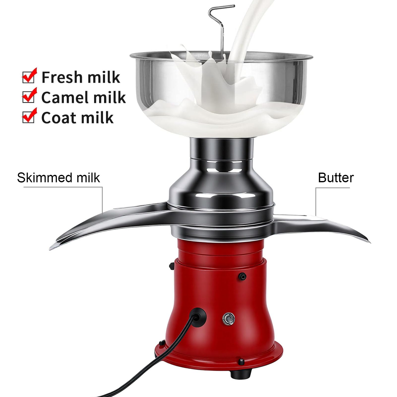 Schiumarola Elettrico per Latte di Mucca di Capra, Separatore Centrifugo per Crema da 50 L/H 9800 Giri/min con Serbatoio da 5 Litri e Doppio Uso, per la Lavorazione dei Latticini