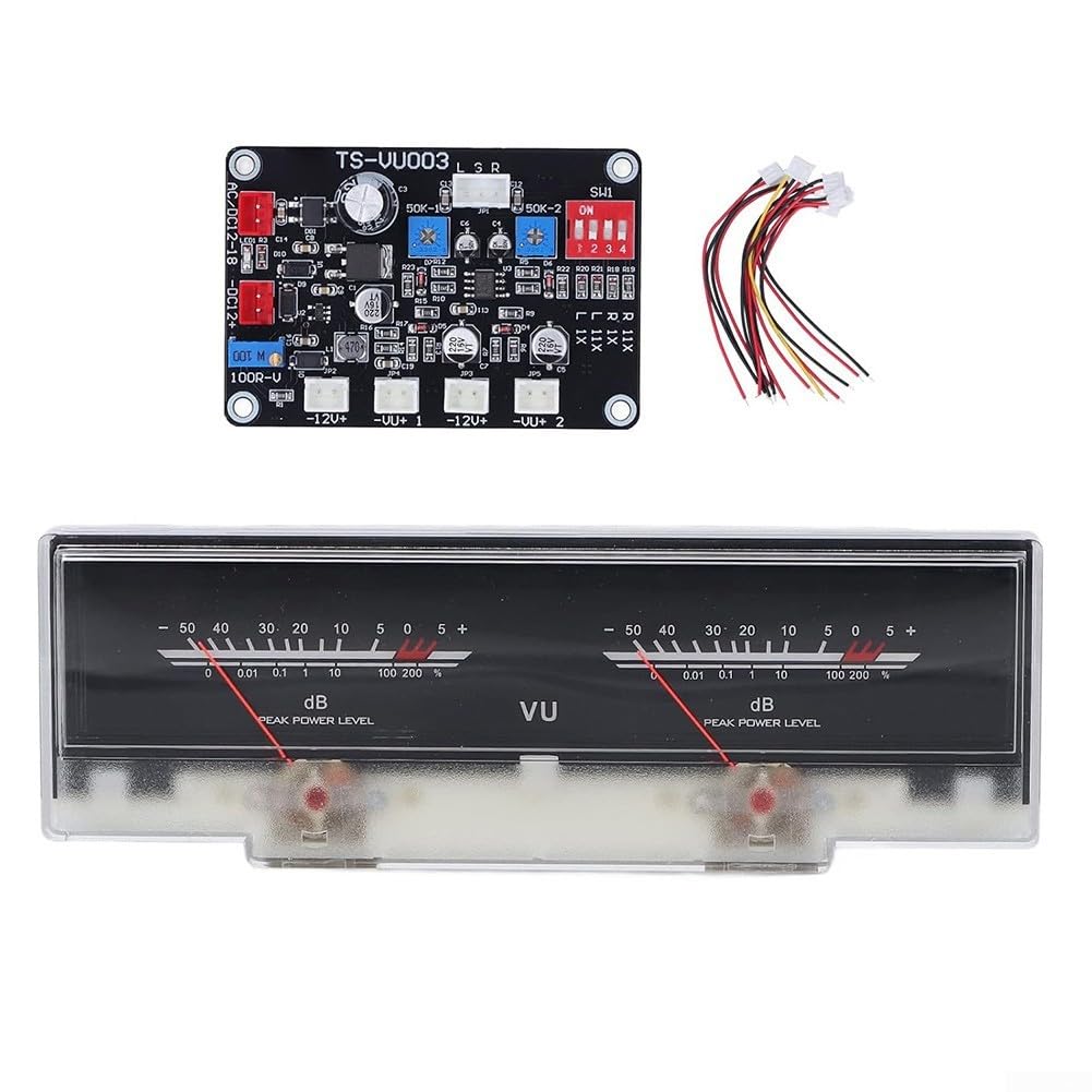 Medidor de volumen con kit de placa de conductor, medidor de base de datos de ajuste de potencia con indicador de nivel de audio, control de oscilación de aguja de brillo ajustable para estudio de