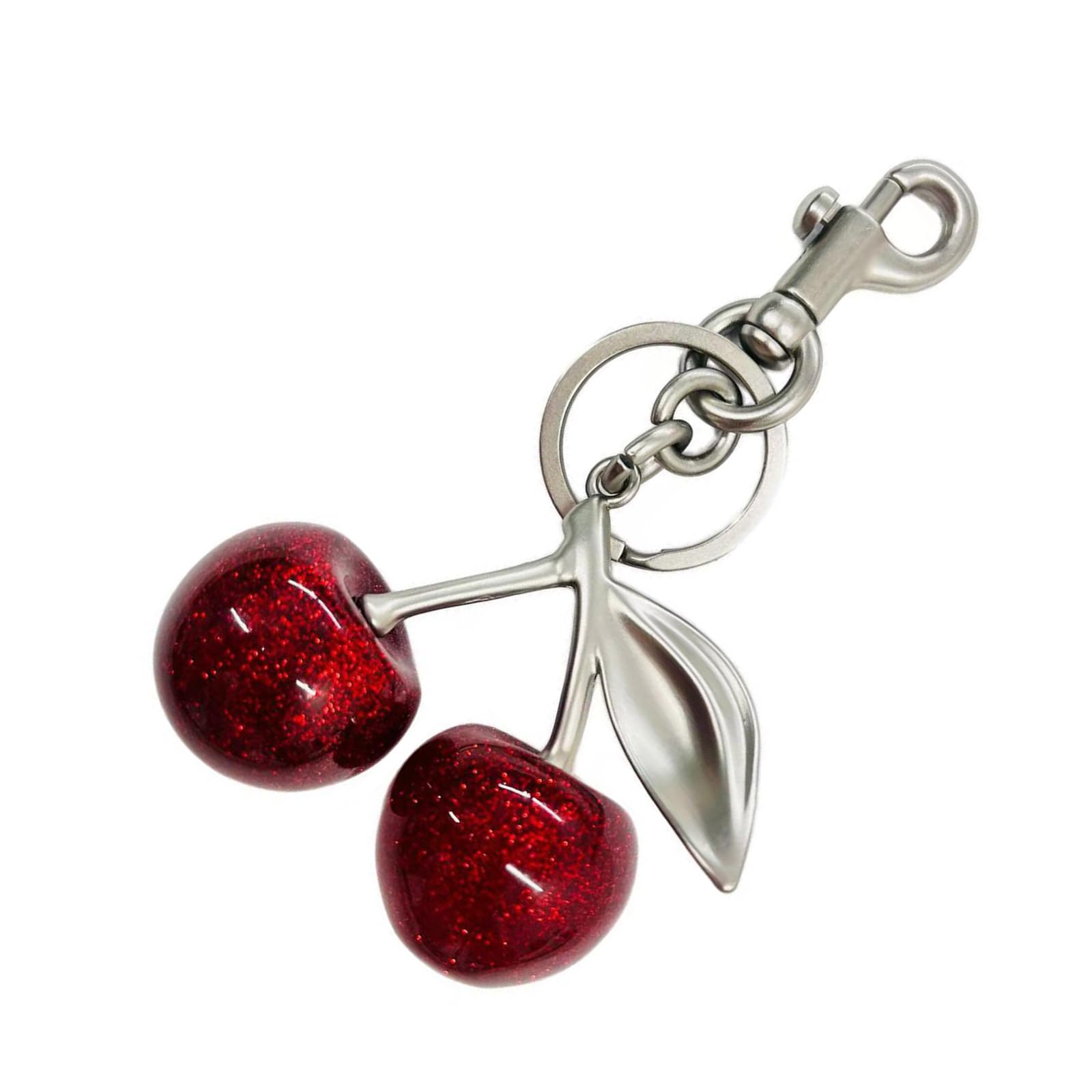 Amangul Unisex Red Silver Cherrys Keychain Pendant Lovely Sturdy Alloy Charm For Bags And Car Fashionable Accessory For Trendsetters Outfits(Red Silver)