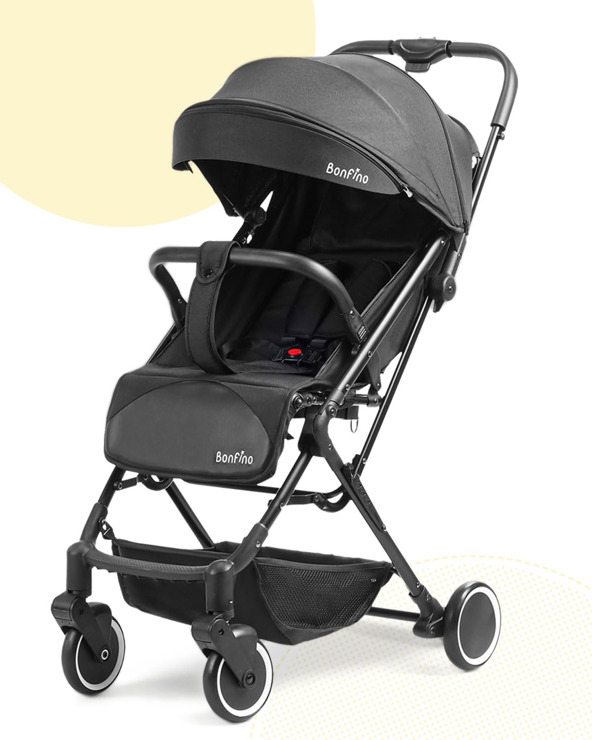 Bonfino Carry Cruise 3-in-1 Premium Baby Stroller Cum Carry Cot & Car Seat, Lightweight Cabin Stroller for 0-3 Years with Trolley Handle, Pram for Baby with Reclining Backrest, Adjustable Canopy,Black-image-37