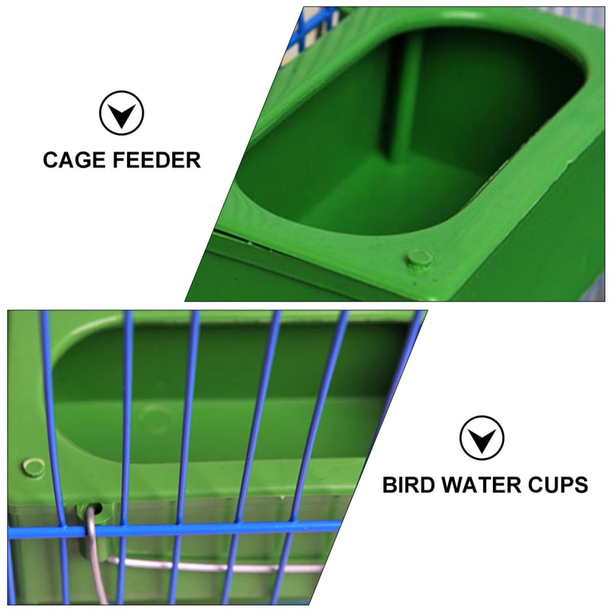 Mangeoires à Oiseaux Faciles à Nettoyer et Remplir Lot de 12 en Plastique Vert pour Perruches et Petits Oiseaux en Cage