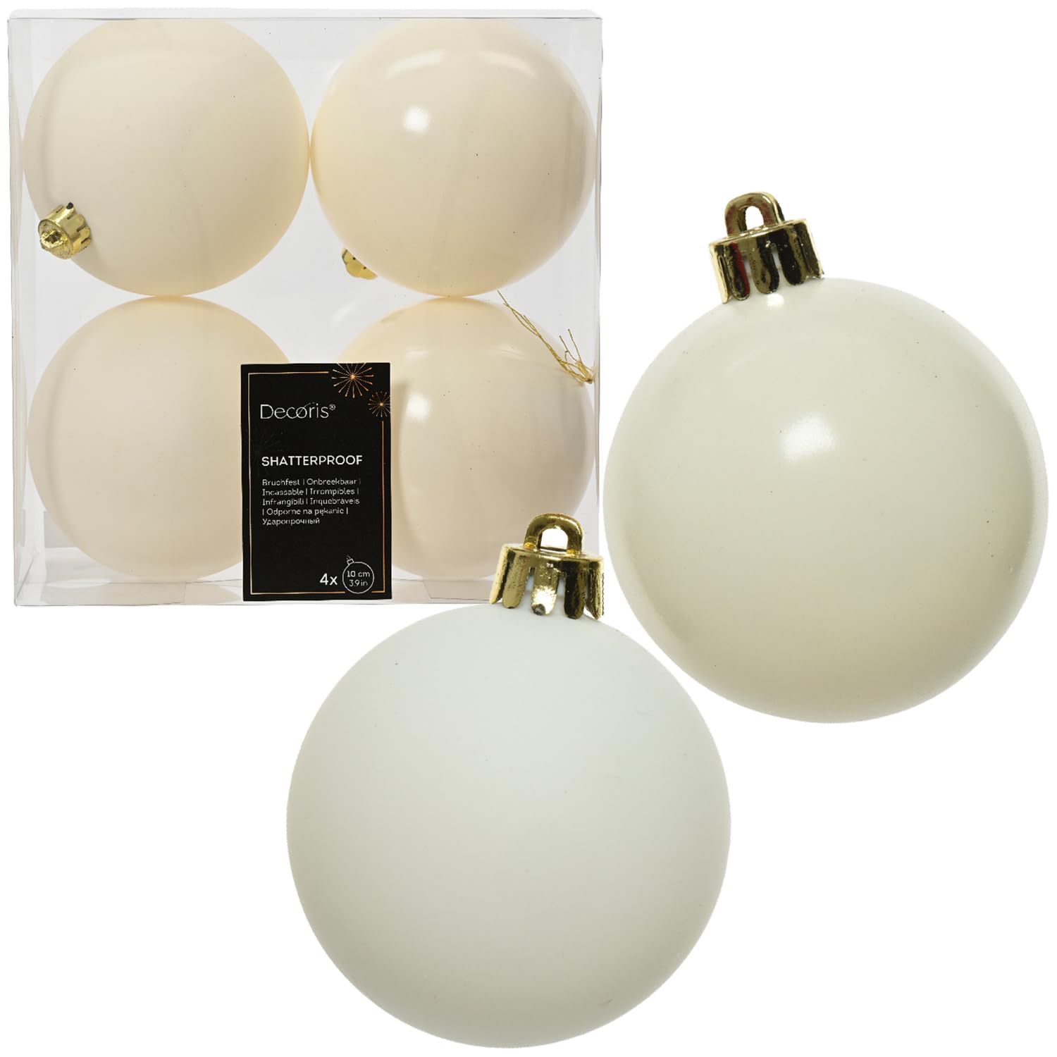 Kaemingk White 4 X Extra Large Wool Shatterproof Baubles