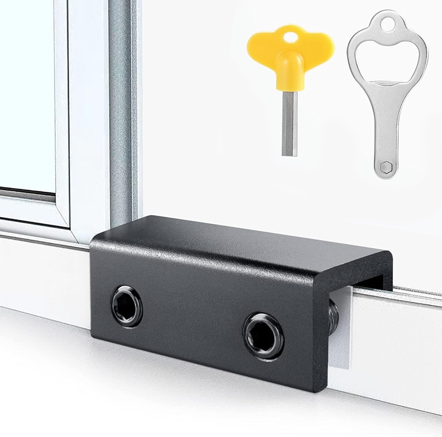 4 Pack Window Locks, Sliding Window Locks for Horizontal & Vertical Sliding Windows, Adjustable Security Window Lock with Key Sets for Patio Office Bedroom (Black)